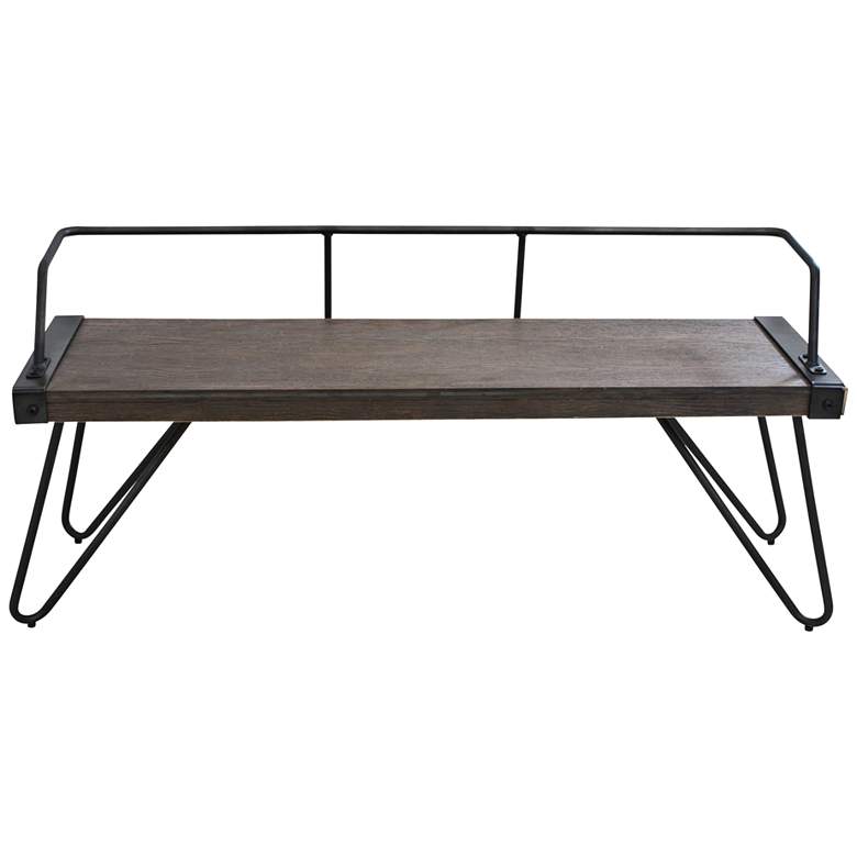 Stefani Antique Metal and Walnut Wood Open Back Bench more views