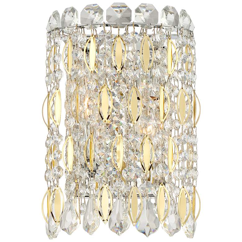 Image 1 Stefania 11 inch High Gold and Crystal 2-Light Wall Sconce