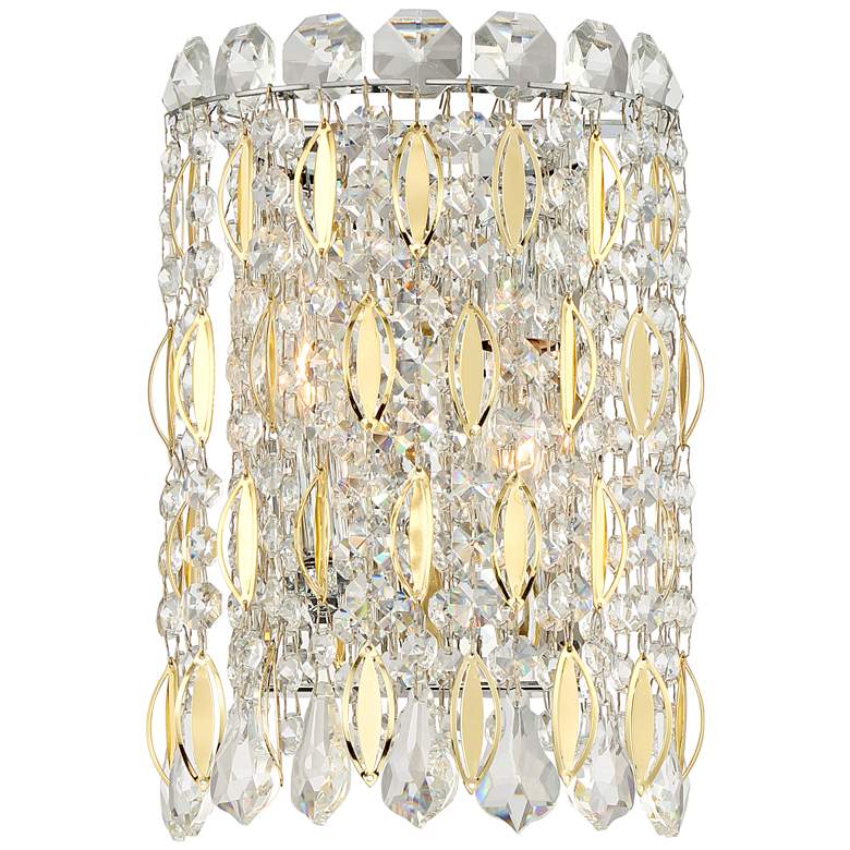 Image 1 Stefania 11" High Gold and Crystal 2-Light Wall Sconce