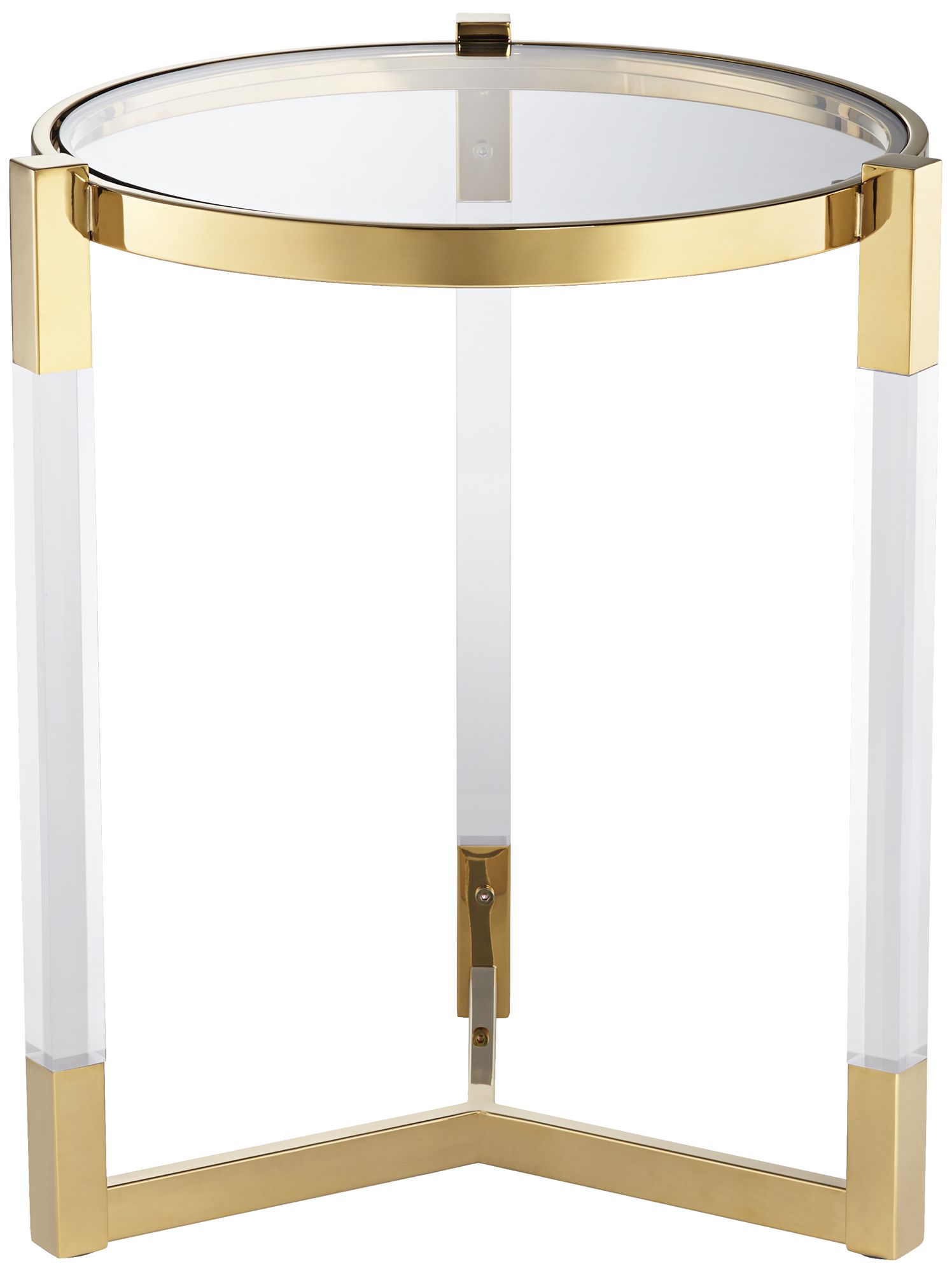 Image 6 Stefania 19" Wide Gold and Acrylic Modern Round Accent Table more views