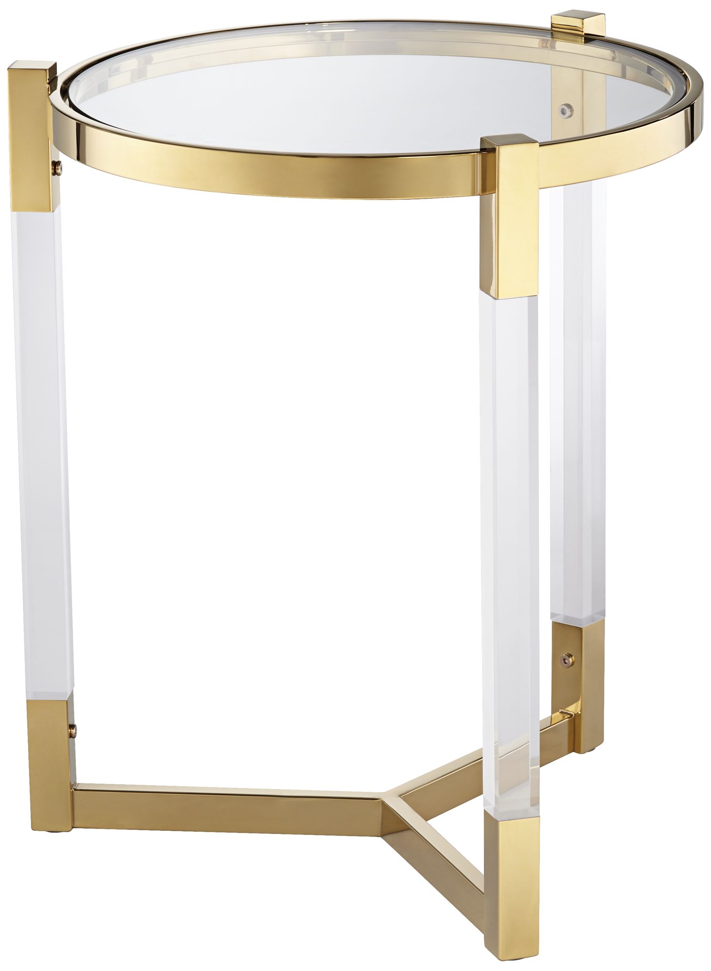 Image 7 Stefania 19" Wide Gold and Acrylic Modern Round Accent Table more views