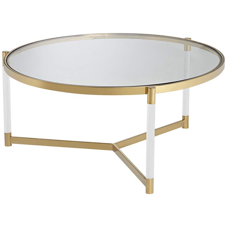 Image 6 Stefania 36" Wide Gold and Acrylic Modern Coffee Table more views