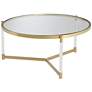 6_Stefania 36" Wide Gold and Acrylic Modern Coffee Table more views