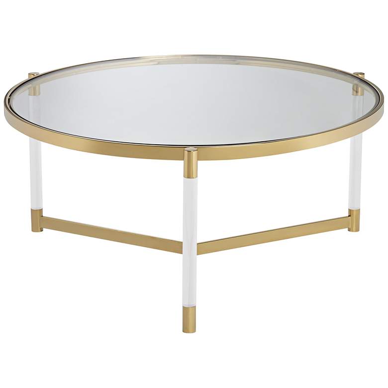 Image 7 Stefania 36" Wide Gold and Acrylic Modern Coffee Table more views