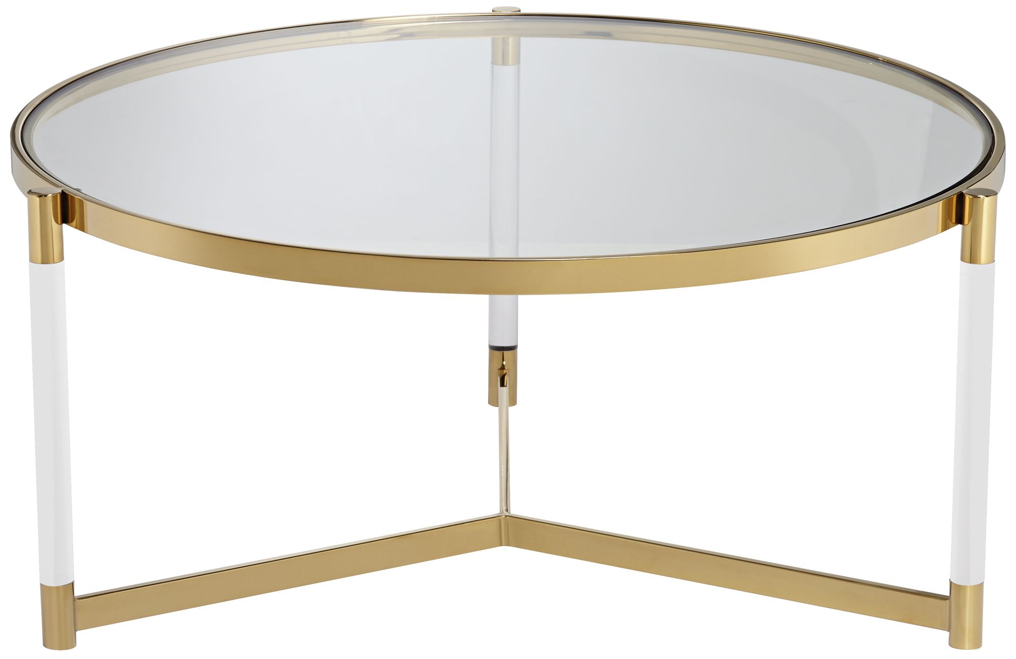 Stefania 36" Wide Gold and Acrylic Modern Coffee Table in scene