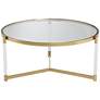 Stefania 36" Wide Gold and Acrylic Modern Coffee Table in scene