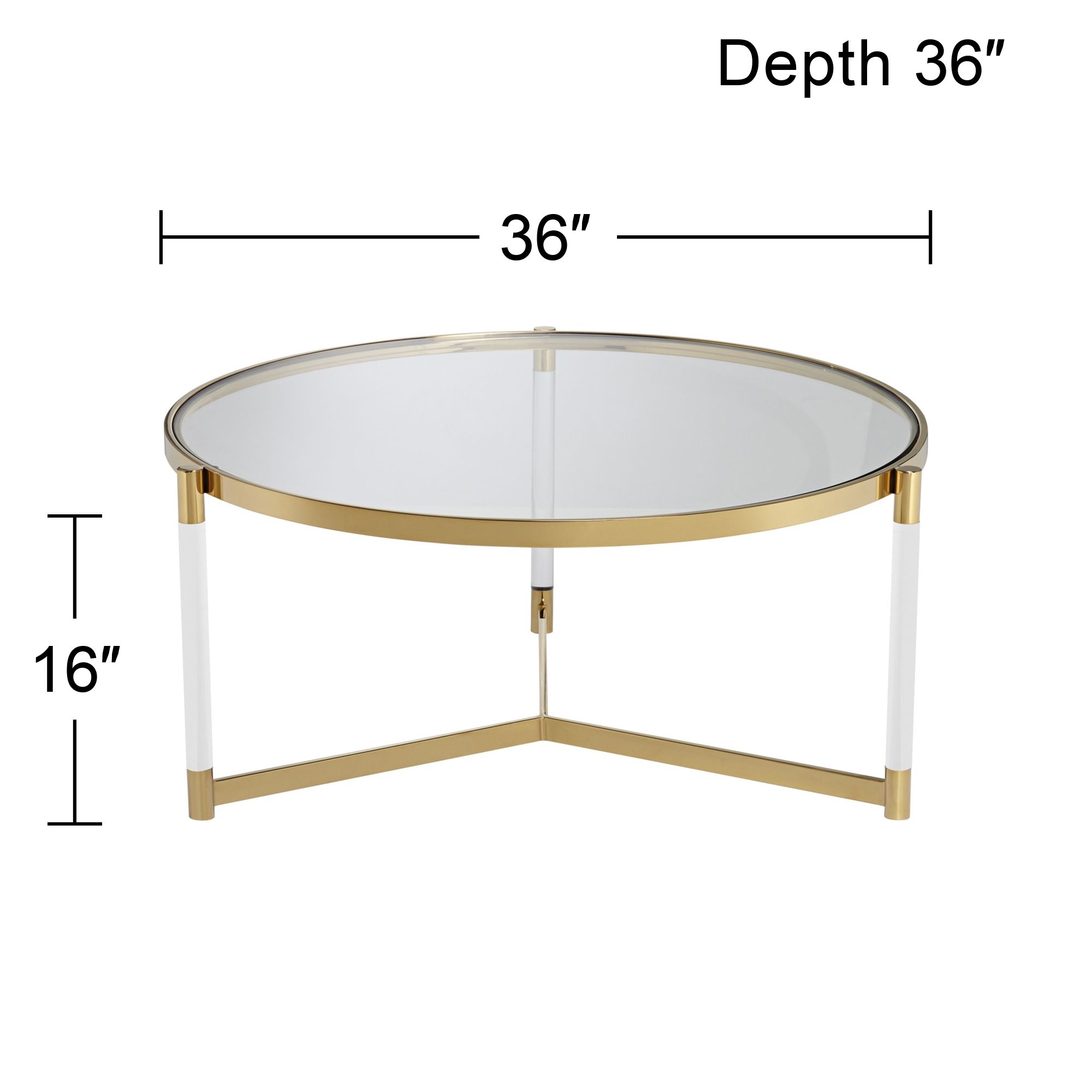 Stefania 36" Wide Gold and Acrylic Modern Coffee Table in scene