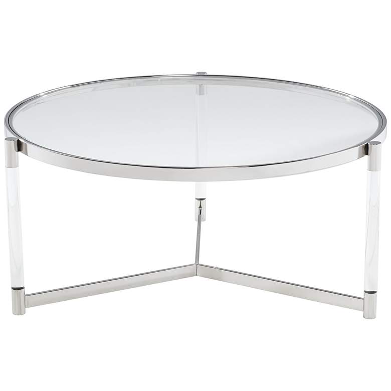 Image 3 Stefania 36 inch Wide Silver and Acrylic Modern Coffee Table