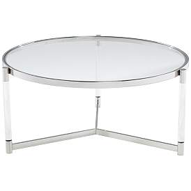 Image3 of Stefania 36" Wide Silver and Acrylic Modern Coffee Table
