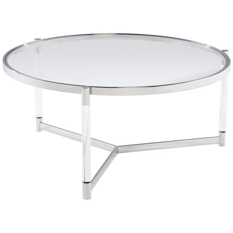 Image 6 Stefania 36 inch Wide Silver and Acrylic Modern Coffee Table more views