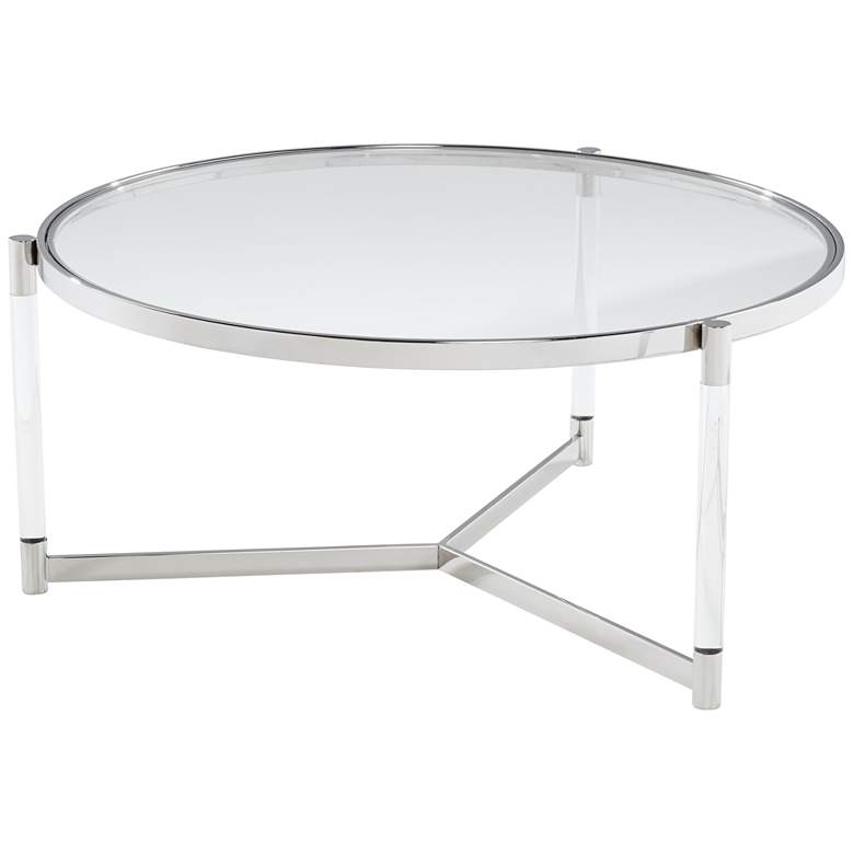 Image 7 Stefania 36" Wide Silver and Acrylic Modern Coffee Table more views