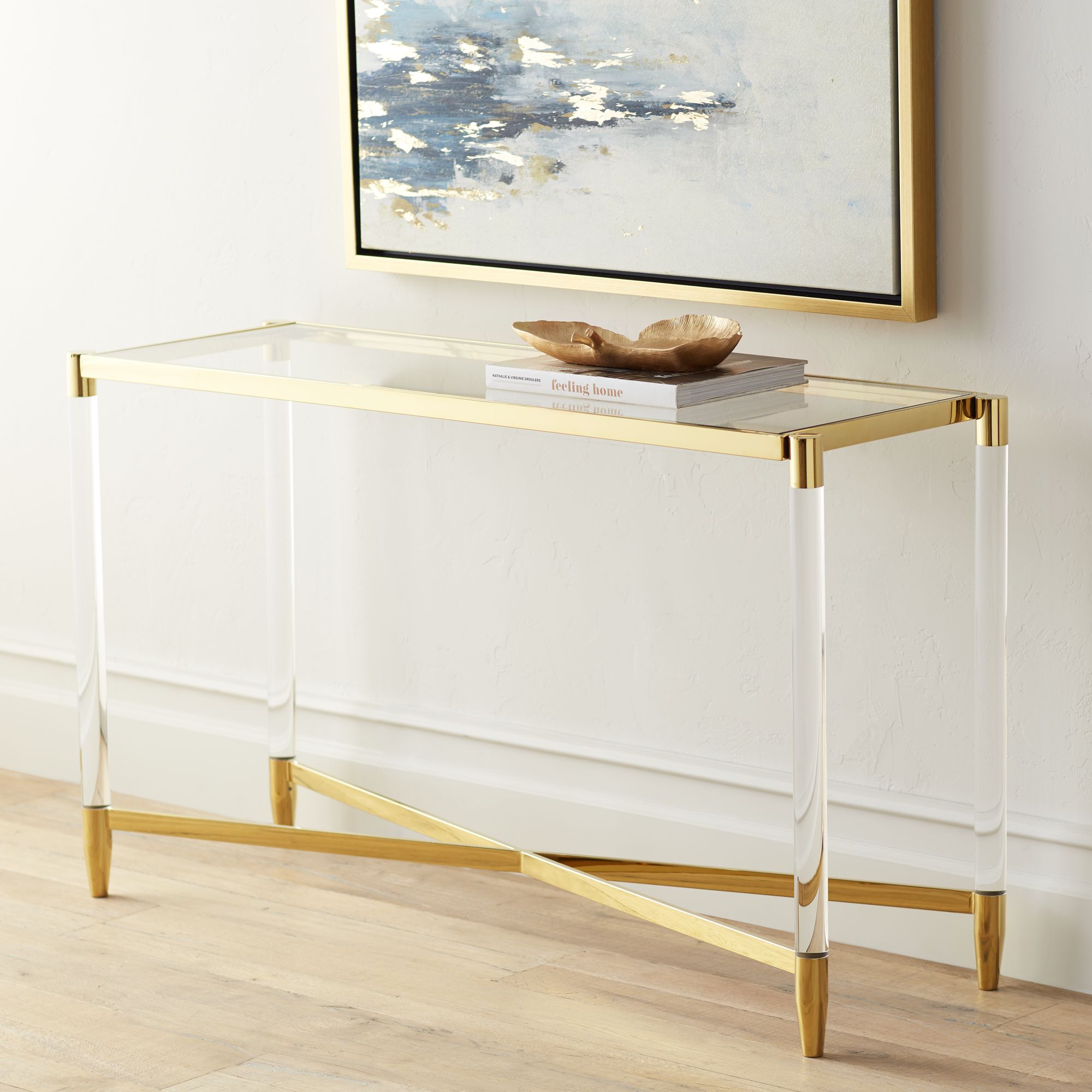 lucite and gold desk