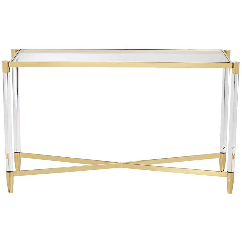 Image 6 Stefania 50" Wide Gold and Acrylic Modern Console Table more views