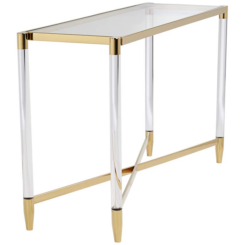 Image 6 Stefania 50 inch Wide Gold and Acrylic Modern Console Table more views