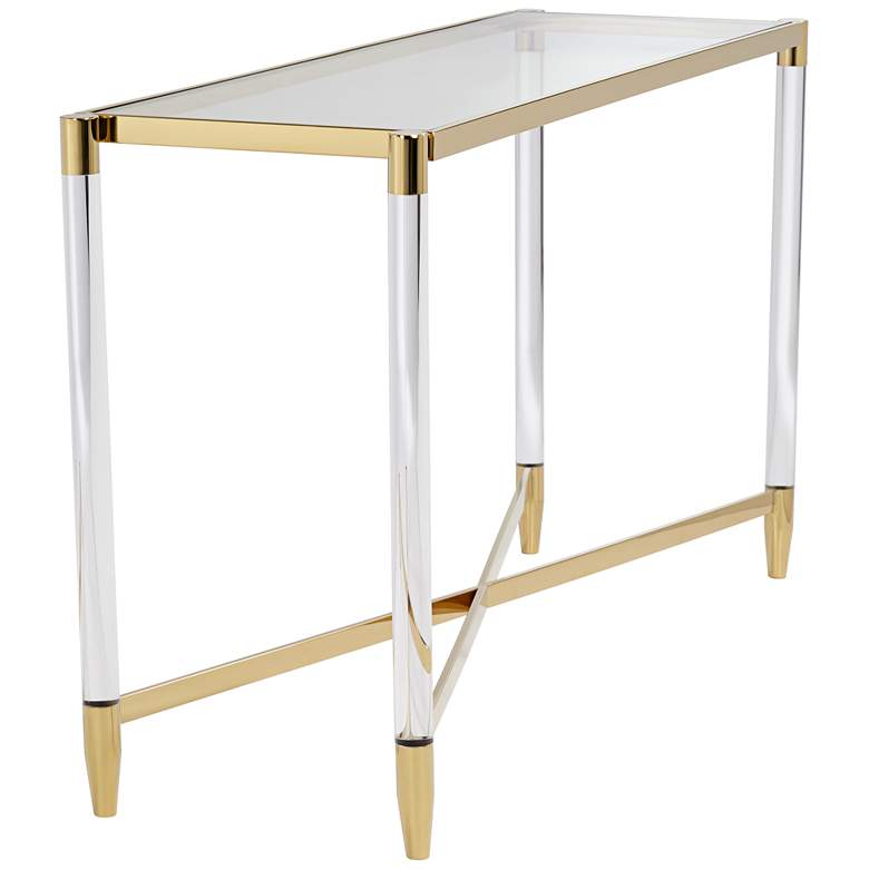 Image 7 Stefania 50" Wide Gold and Acrylic Modern Console Table more views