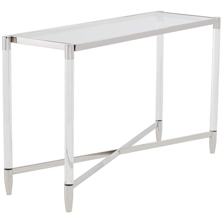 Image 3 Stefania 50 inch Wide Silver and Acrylic Modern Console Table