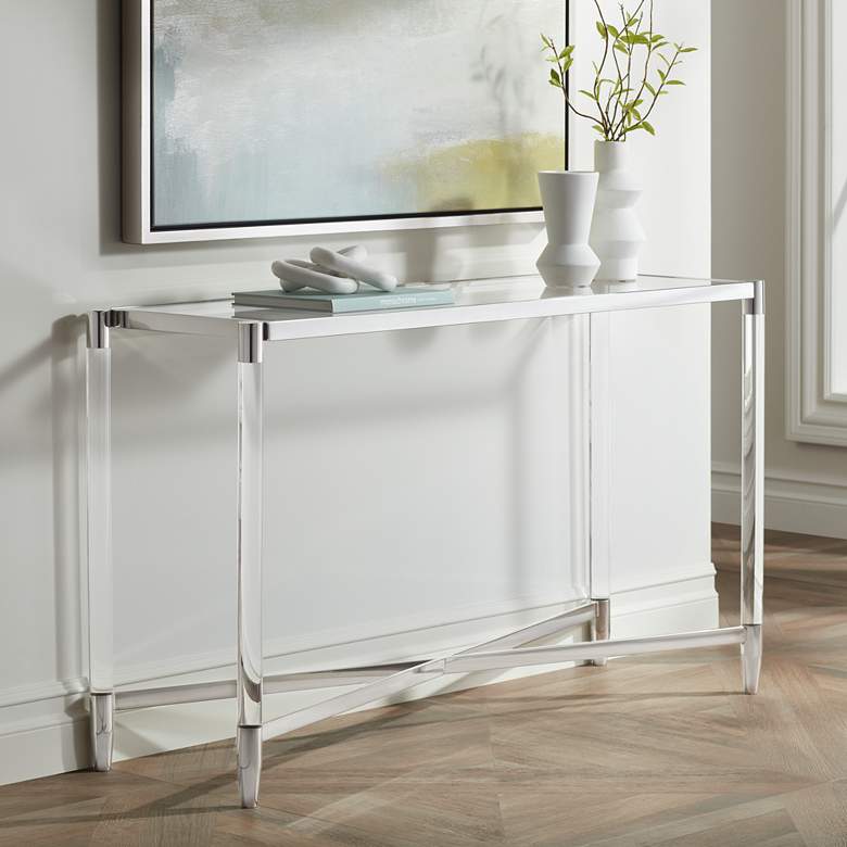 Image 2 Stefania 50 inch Wide Silver and Acrylic Modern Console Table