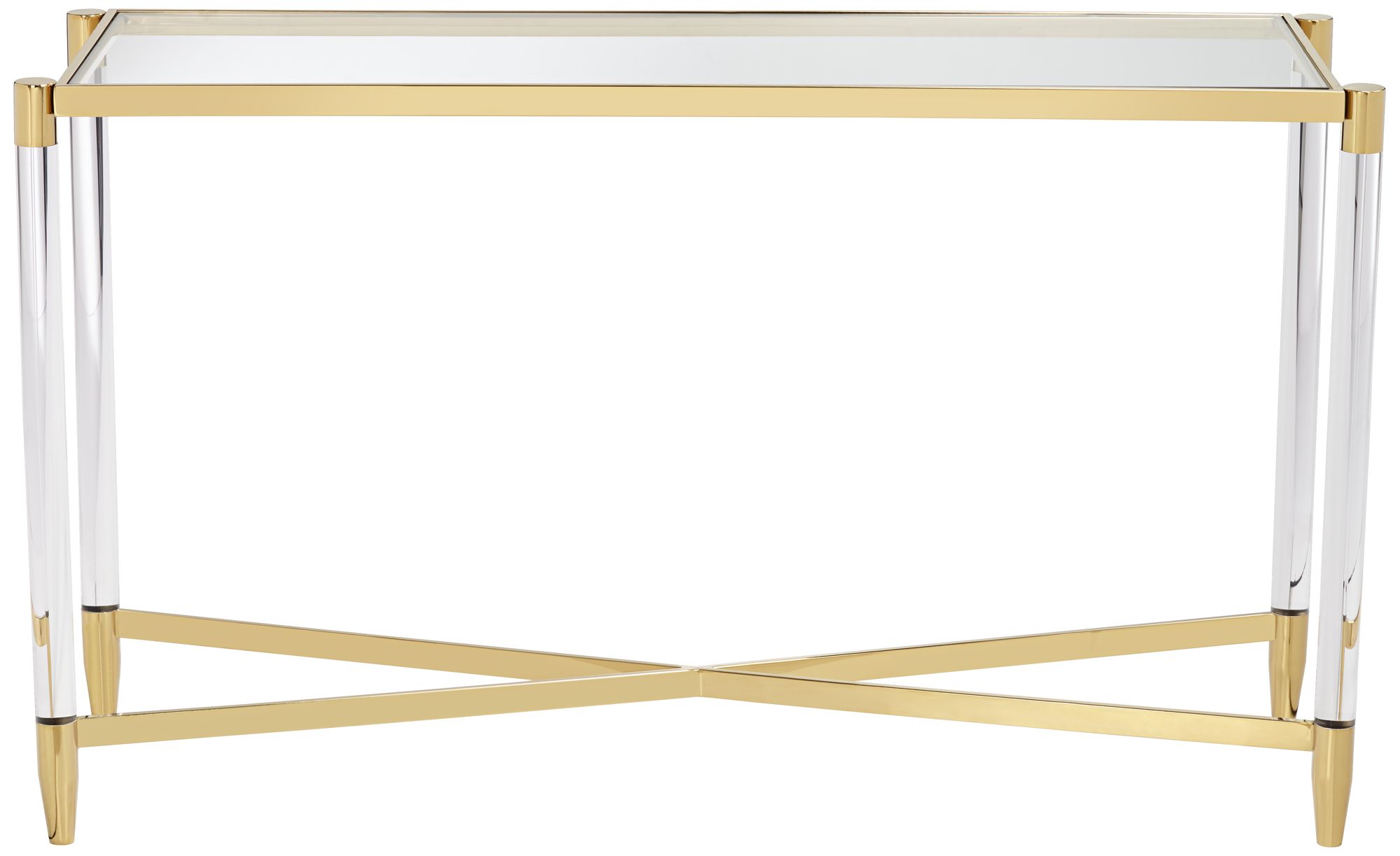 Stefania 50" Wide Gold and Acrylic Modern Console Table Image 5