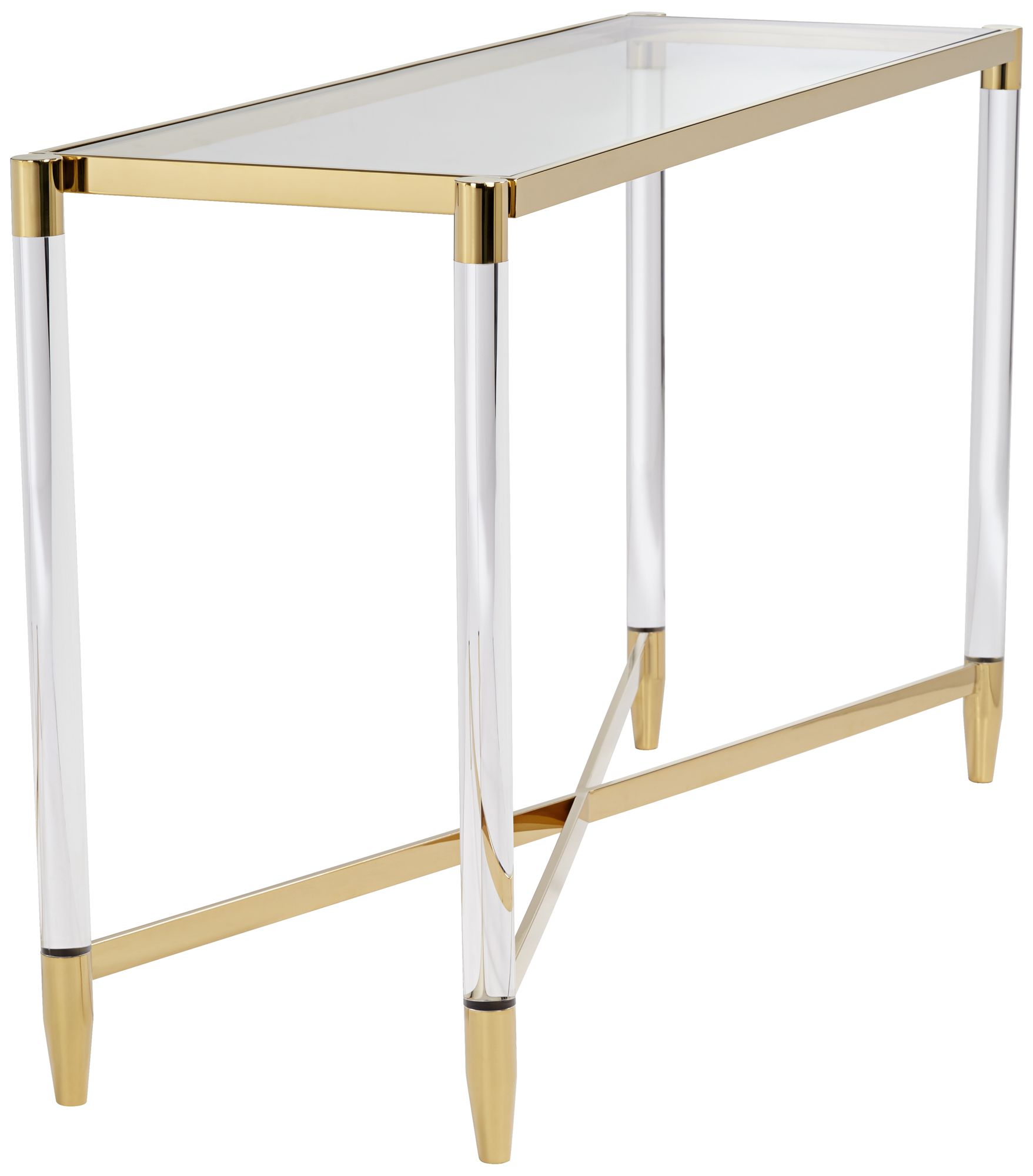 Stefania 50" Wide Gold and Acrylic Modern Console Table Image 6