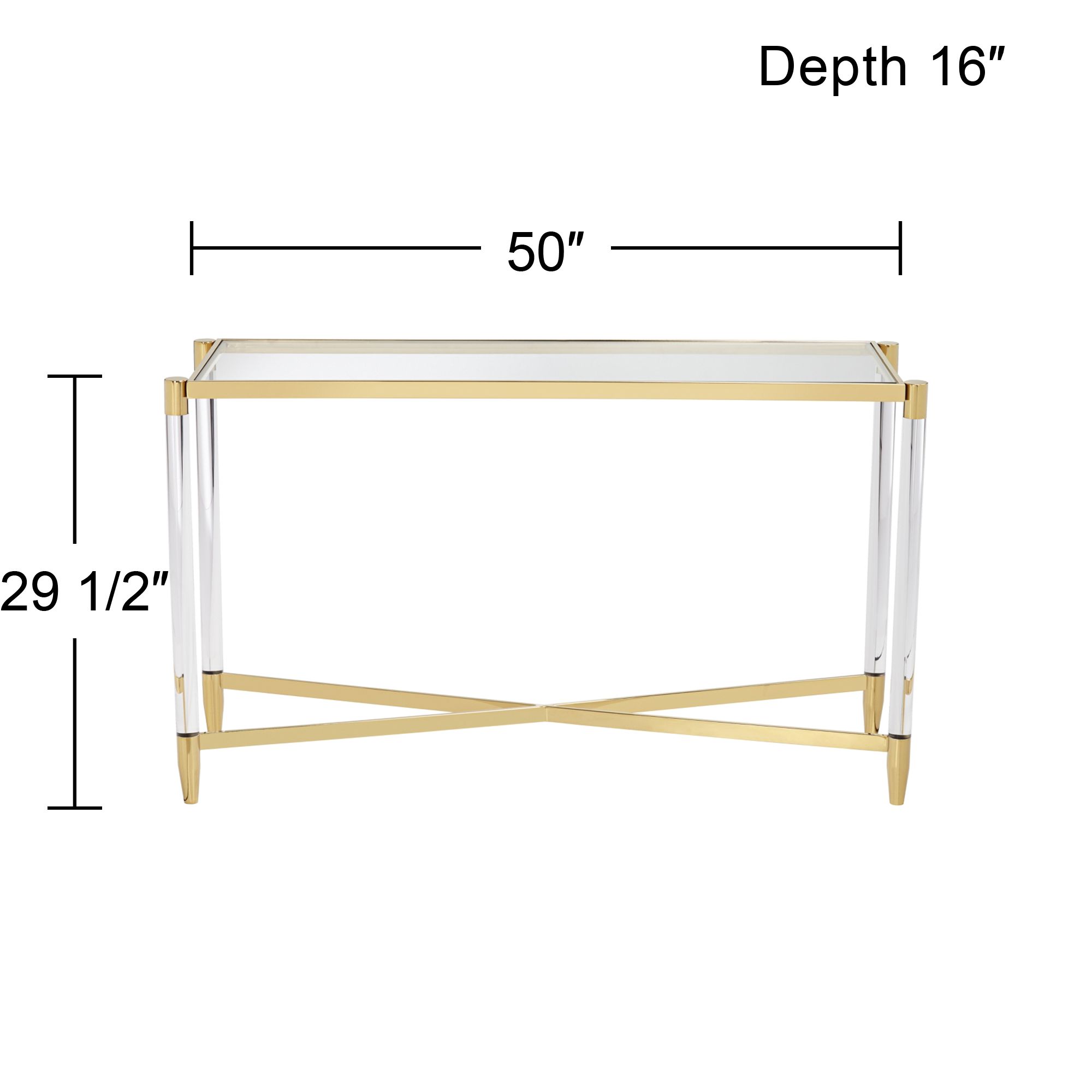 Stefania 50" Wide Gold and Acrylic Modern Console Table Image 7