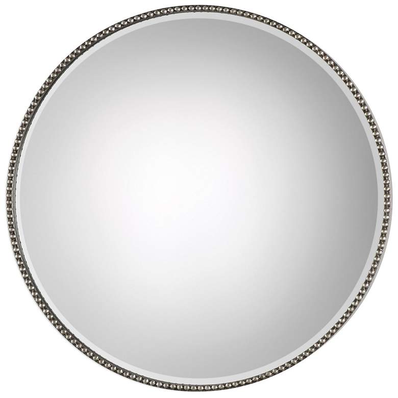 Image 2 Stefania Antiqued Silver Leaf 40" Round Oversized Mirror