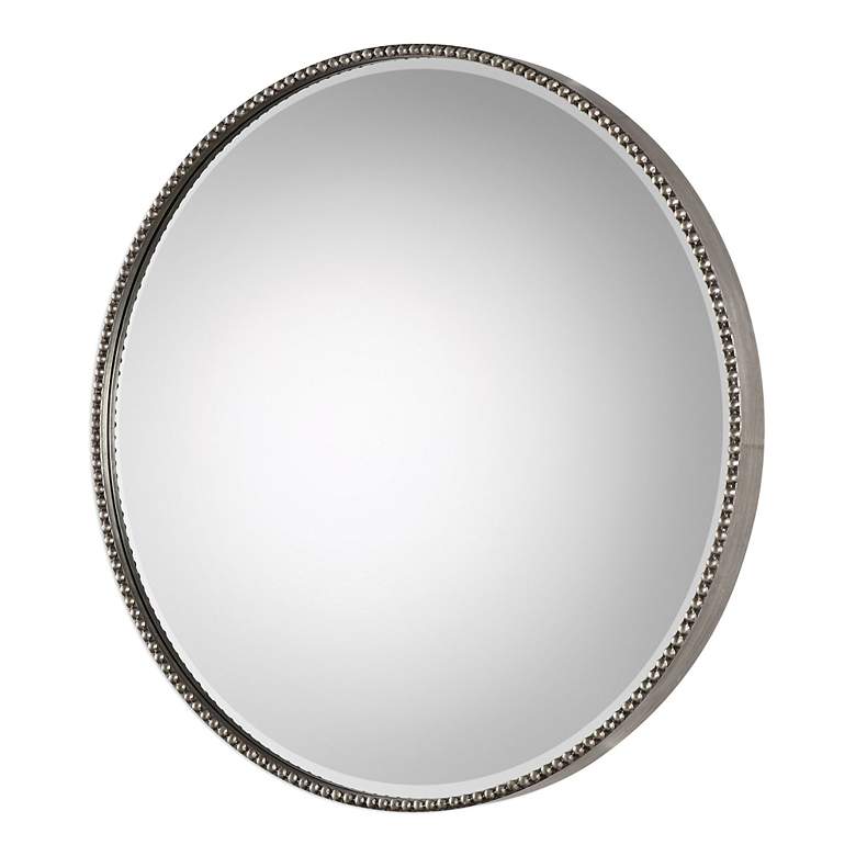 Image 4 Stefania Antiqued Silver Leaf 40" Round Oversized Mirror more views