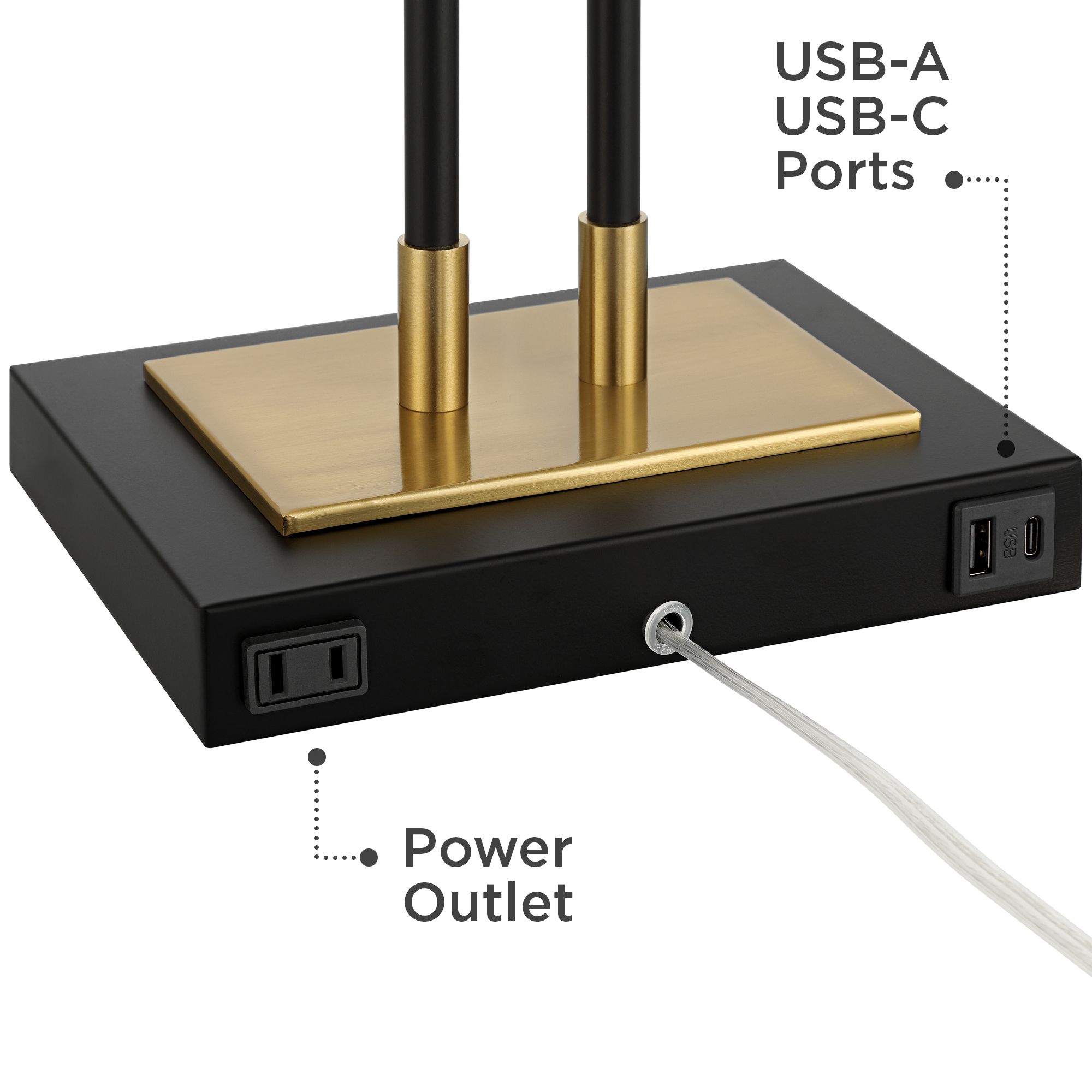 Image 7 Stefano 30 1/4" High Black and Gold 2-Light Pull Chain USB Table Lamp more views