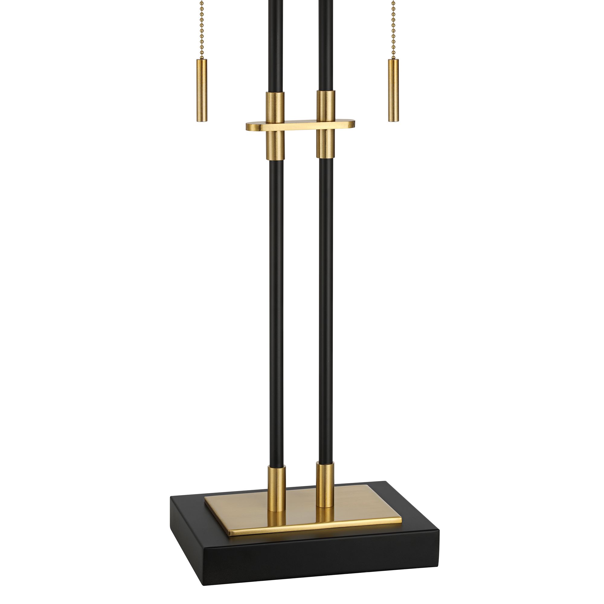 Stefano 30 1/4" High Black and Gold 2-Light Pull Chain USB Table Lamp