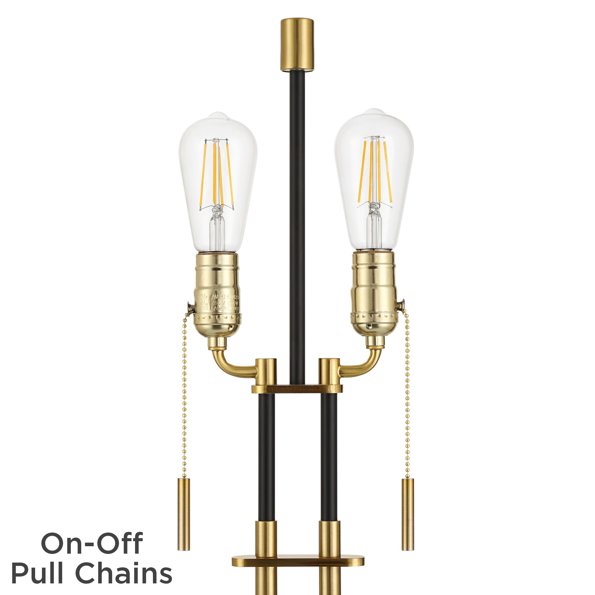 Image 4 Stefano 30 1/4"H Black Gold 2-Light Pull Chain USB Table Lamp Set of 2 more views