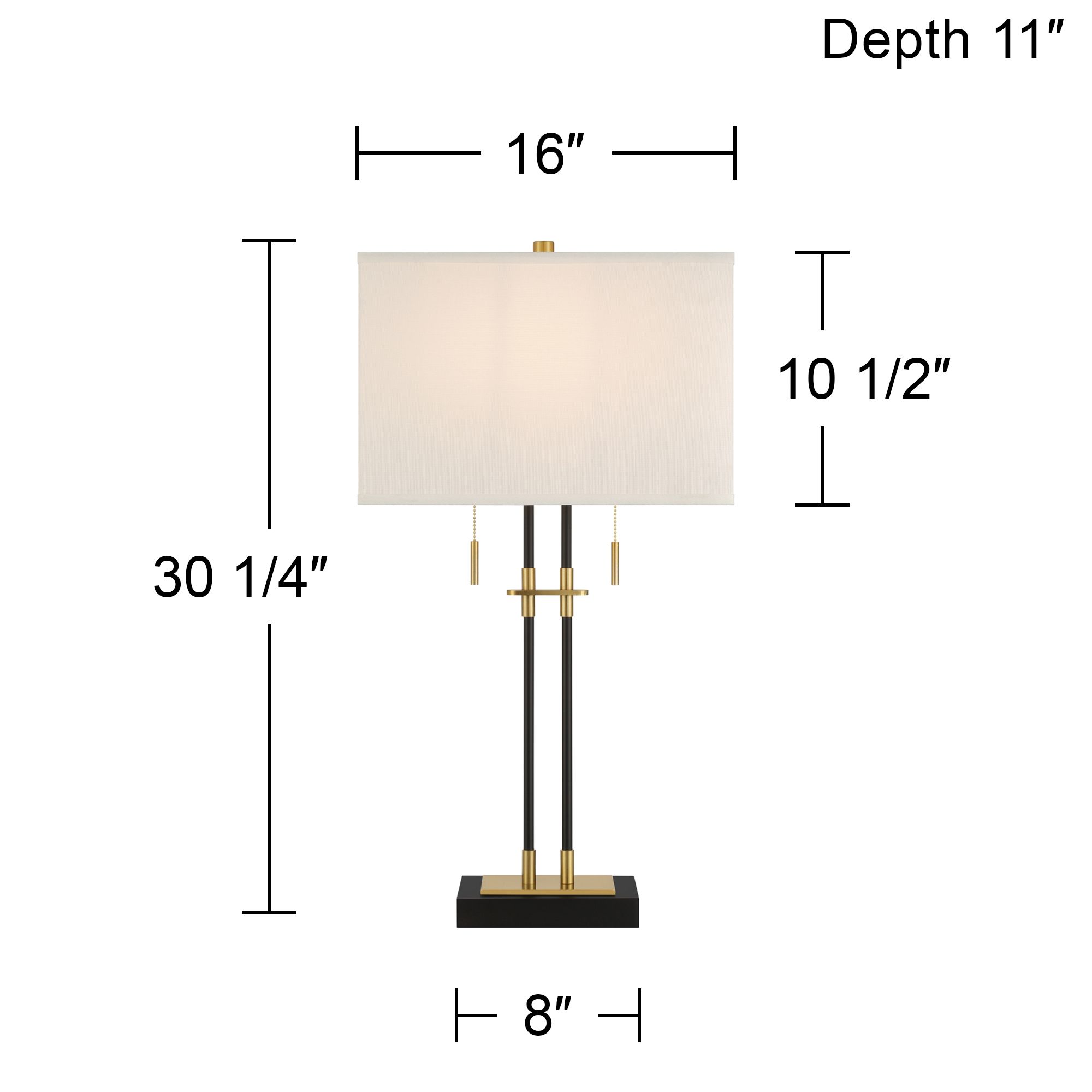 Stefano 30 1/4"H Black Gold 2-Light Pull Chain USB Table Lamp Set of 2