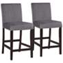 1_Steffingham 26" Gray Velvet Fabric Counter Stools Set of 2