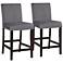 Steffingham 26" Gray Velvet Fabric Counter Stools Set of 2