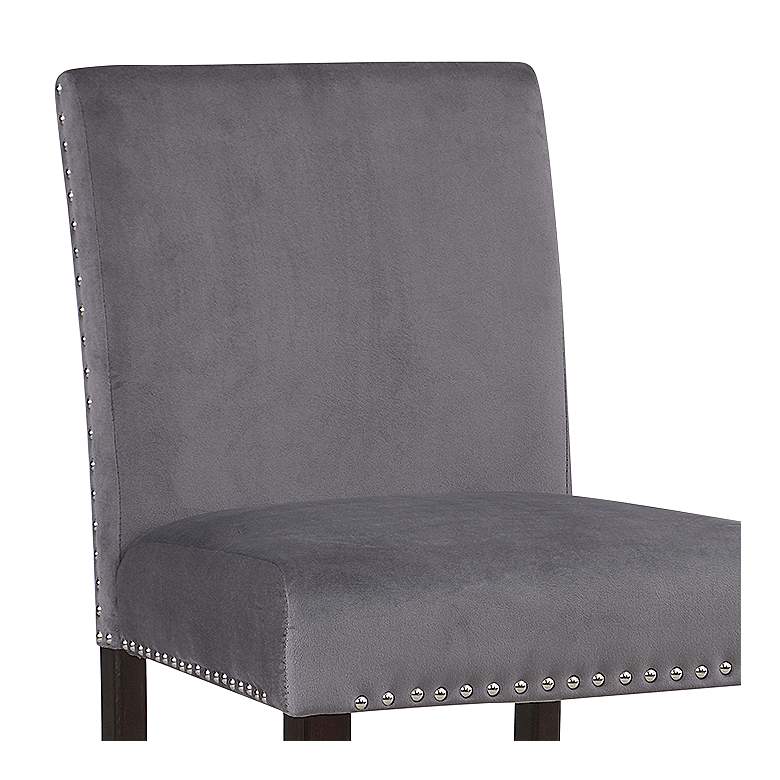 Image 2 Steffingham 26" Gray Velvet Fabric Counter Stools Set of 2 more views