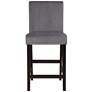 3_Steffingham 26" Gray Velvet Fabric Counter Stools Set of 2 more views