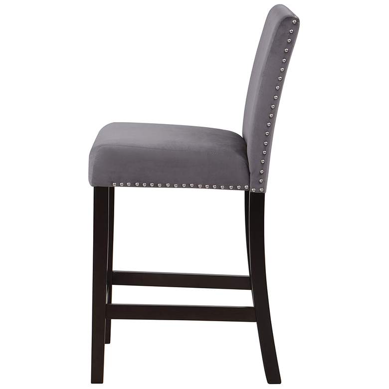 Image 4 Steffingham 26" Gray Velvet Fabric Counter Stools Set of 2 more views