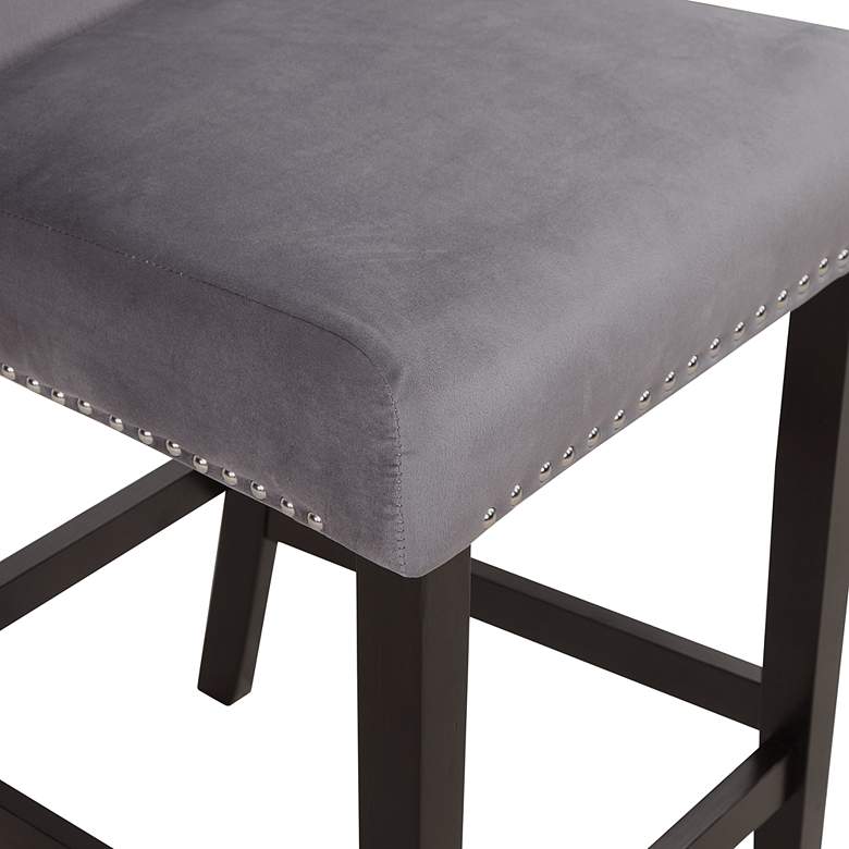 Image 6 Steffingham 26" Gray Velvet Fabric Counter Stools Set of 2 more views