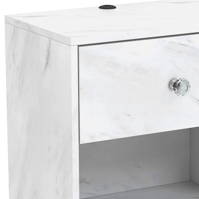 Image 3 Stegan 18 inch Wide White Marble End Table with USB Port more views