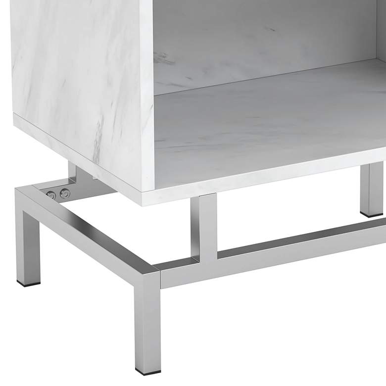 Image 4 Stegan 18" Wide White Marble End Table with USB Port more views