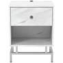 Stegan 18" Wide White Marble End Table with USB Port