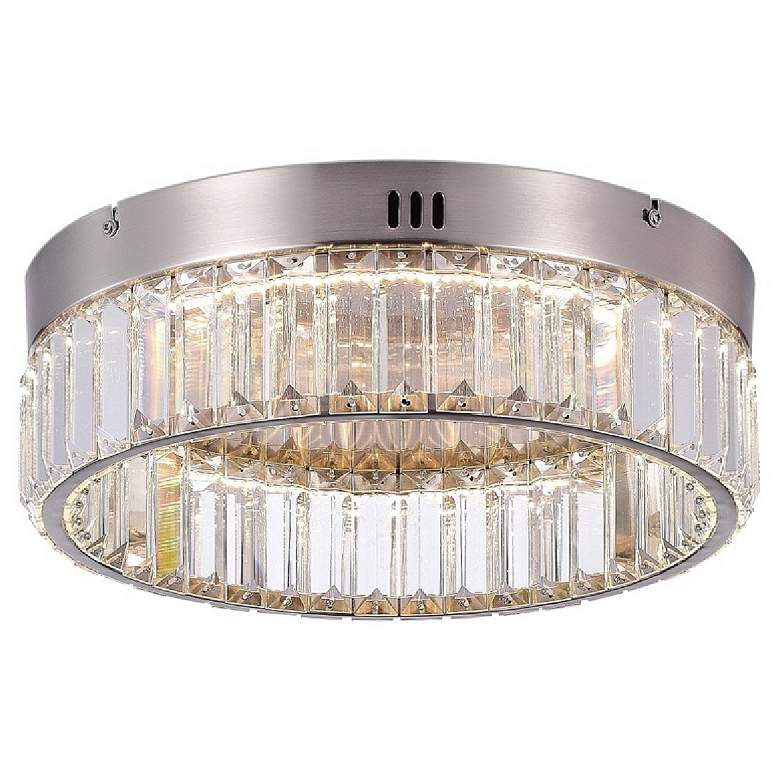 Image 1 Stella 13.75" Wide Satin Nickel Flush Mount With Clear Crystal Shade