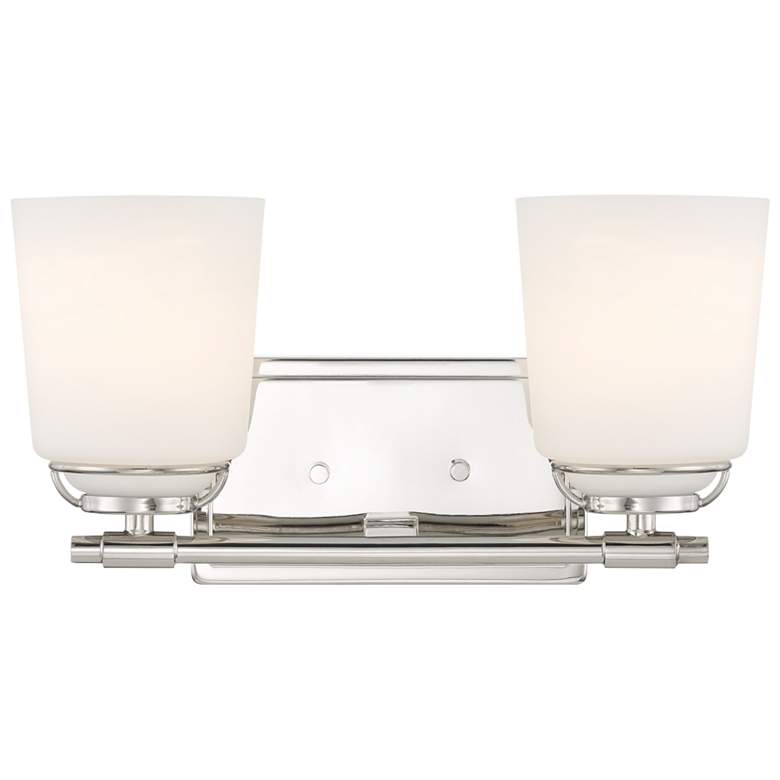 Image 1 Stella 14.25 in. 2-Light Polished Nickel Modern Vanity Light with Shade