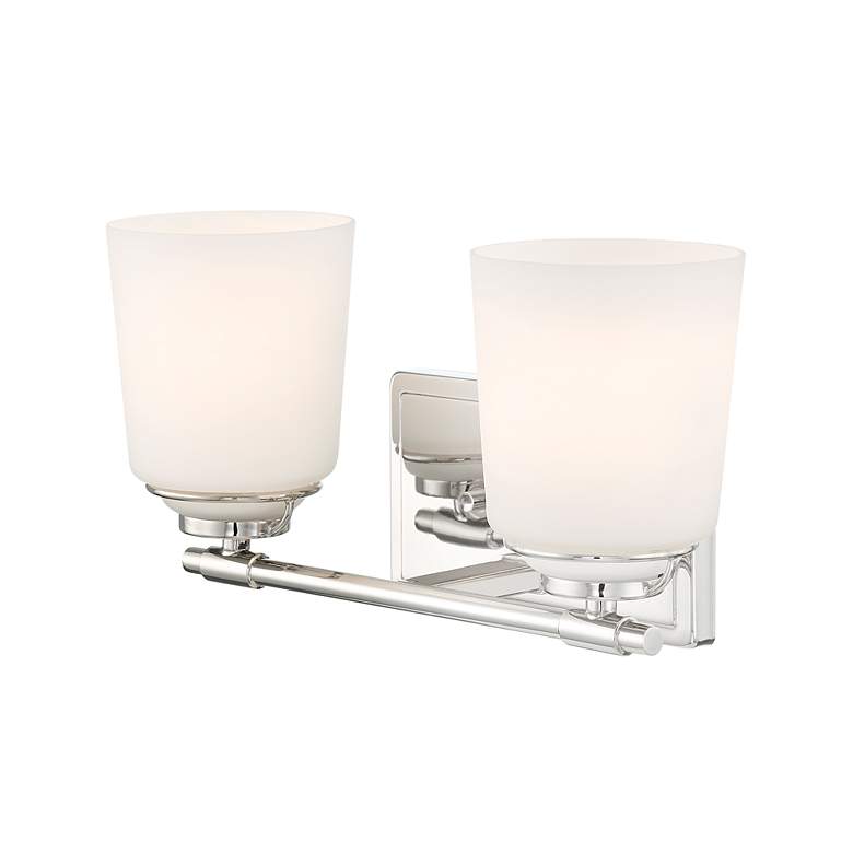Image 3 Stella 14.25 in. 2-Light Polished Nickel Modern Vanity Light with Shade more views