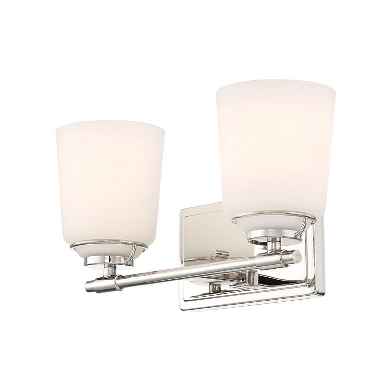 Image 5 Stella 14.25 in. 2-Light Polished Nickel Modern Vanity Light with Shade more views