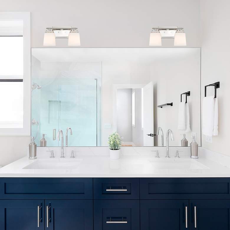 Image 6 Stella 14.25 in. 2-Light Polished Nickel Modern Vanity Light with Shade more views