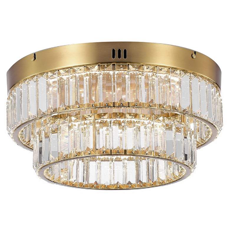 Image 1 Stella 15.74" Wide Brushed Brass Flush Mount With Clear Crystal Shade