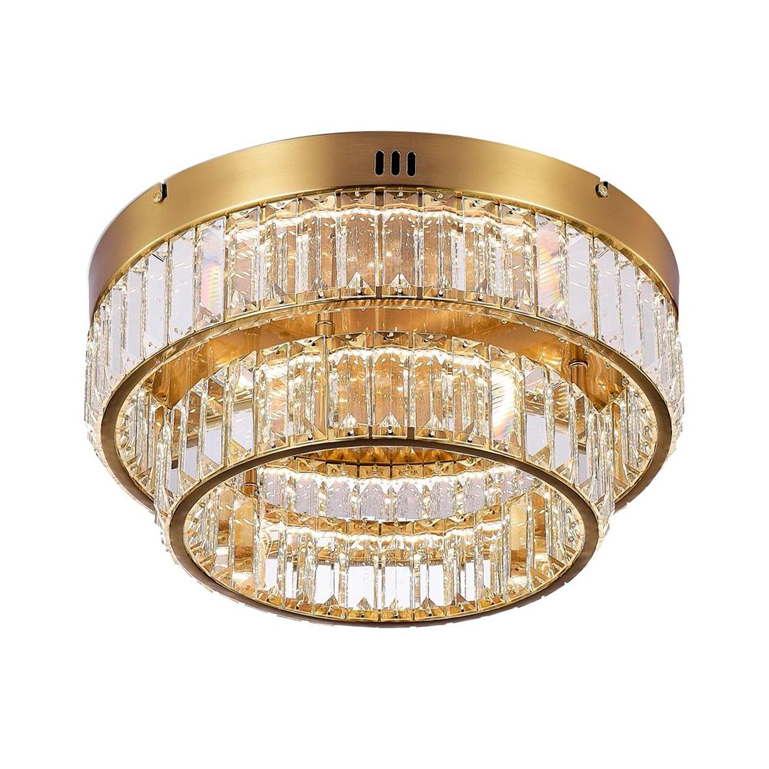 Image 2 Stella 15.74" Wide Brushed Brass Flush Mount With Clear Crystal Shade more views