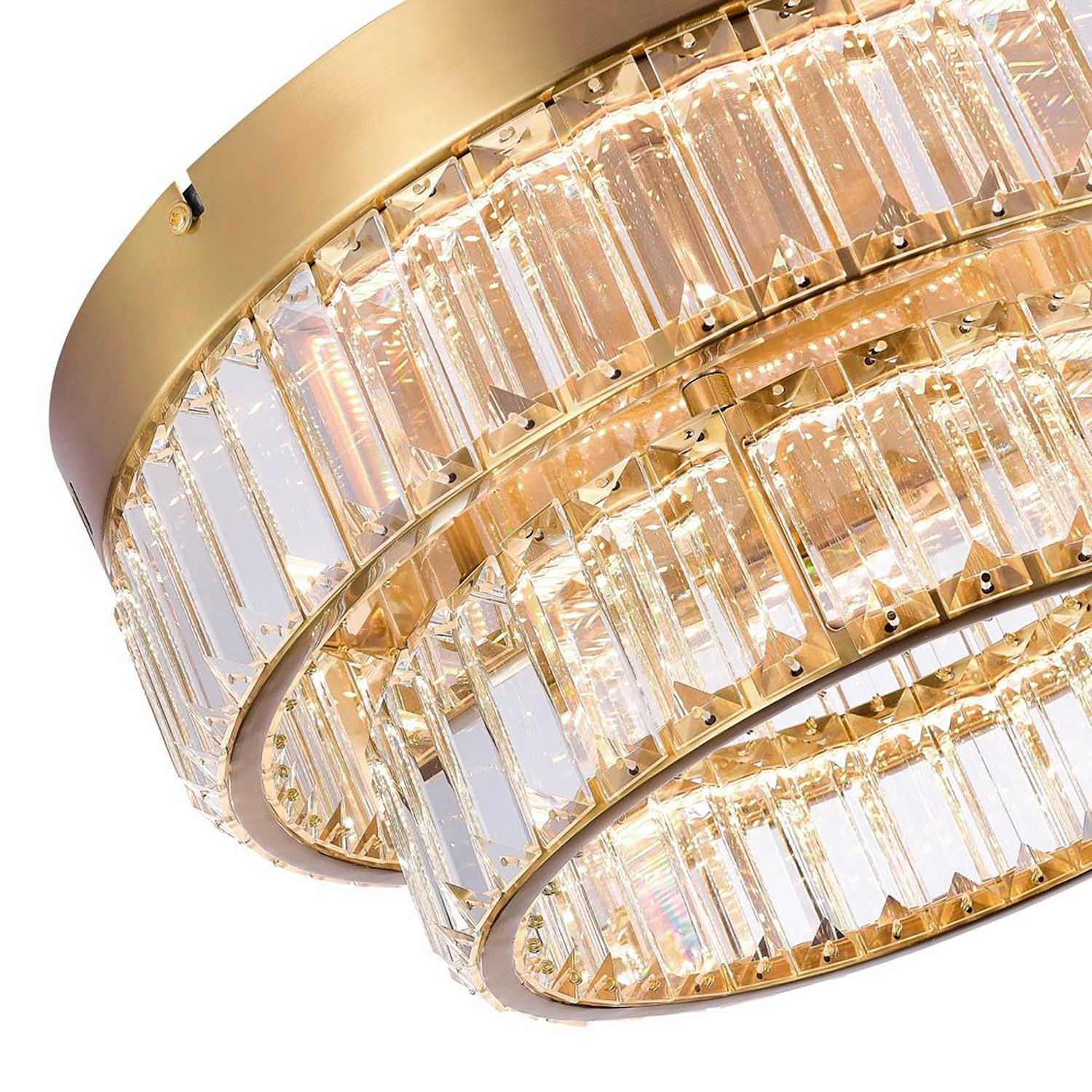 Image 3 Stella 15.74" Wide Brushed Brass Flush Mount With Clear Crystal Shade more views