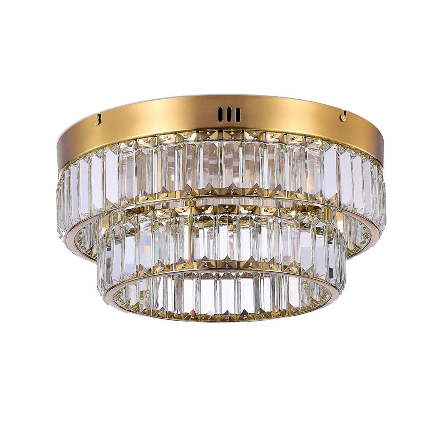 Image 4 Stella 15.74" Wide Brushed Brass Flush Mount With Clear Crystal Shade more views