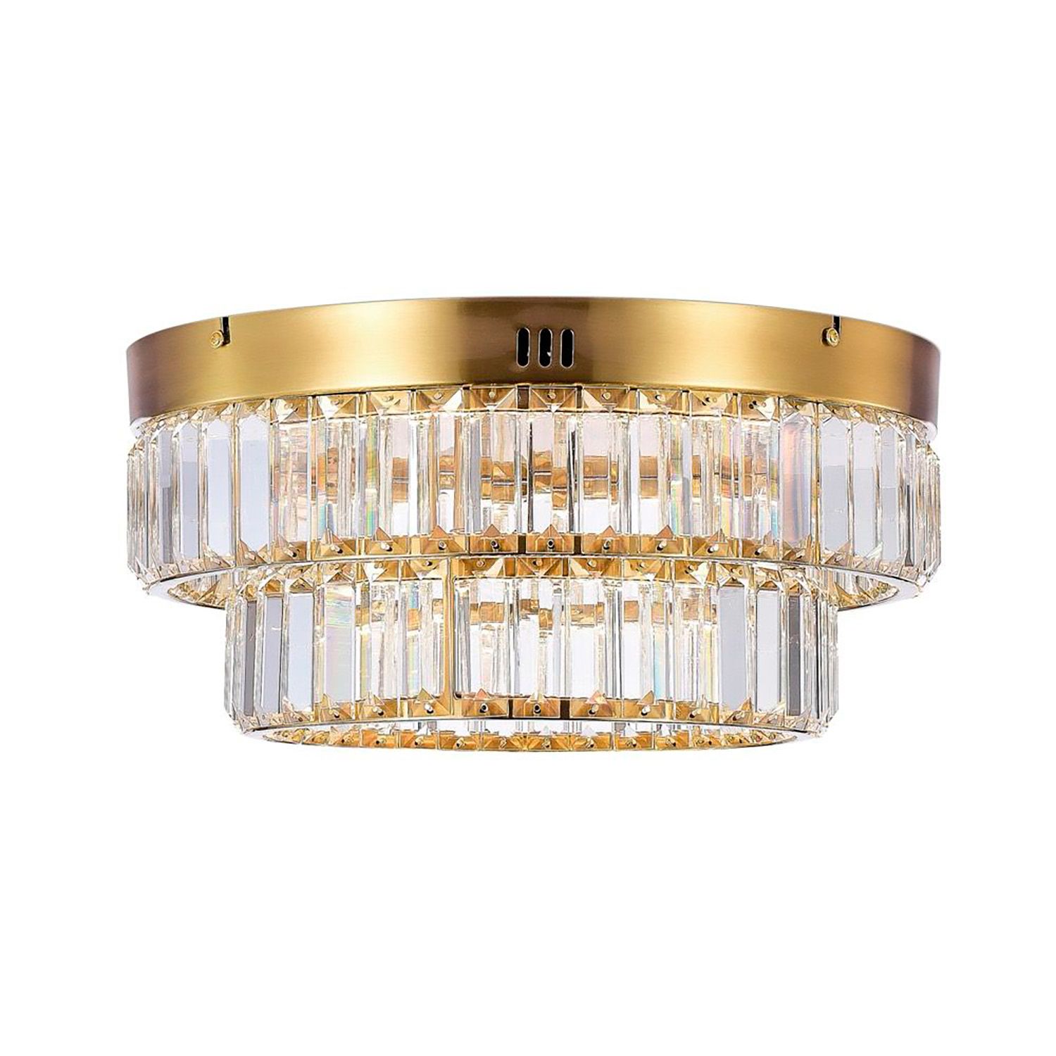Image 5 Stella 15.74" Wide Brushed Brass Flush Mount With Clear Crystal Shade more views