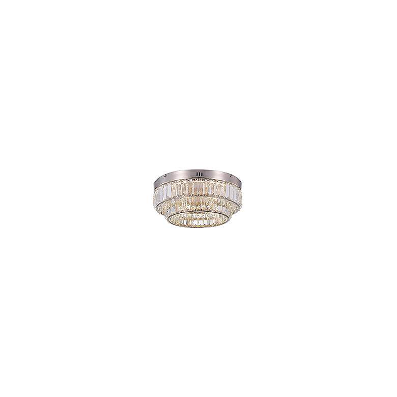 Image 1 Stella 15.74" Wide Satin Nickel Flush Mount With Clear Crystal Shade